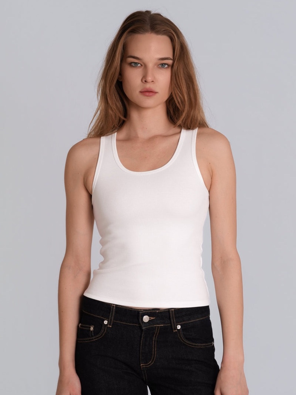 Ambrose White Ribbed Tank Top